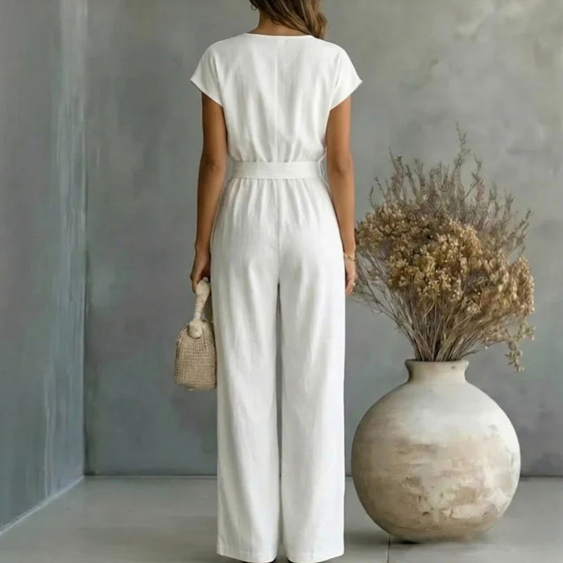 Liora Damen Eleganter Jumpsuit mit Weitem Bein | Ärmelloser Overall für Festliche Anlässe