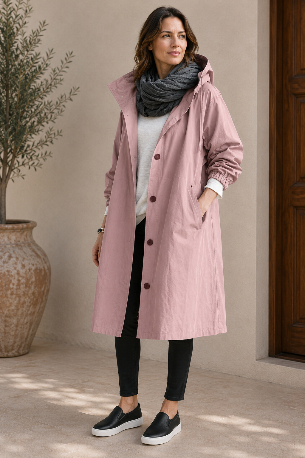 Damen Windschutzjacke mit Kapuze für Reisen und Alltag