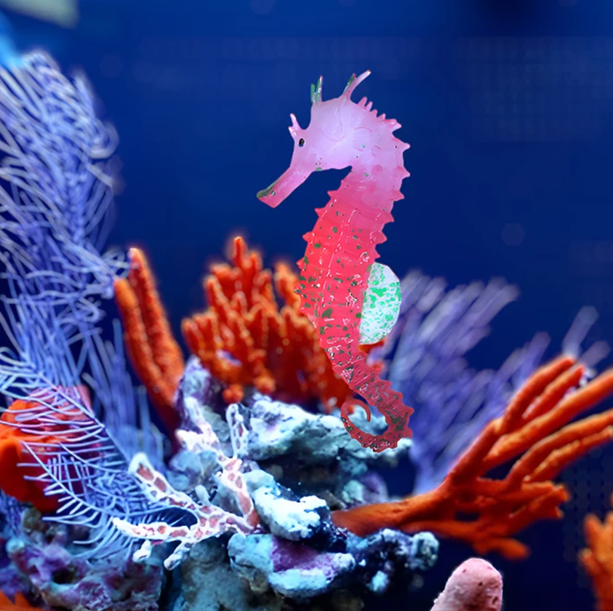 AquaGlow Leuchtendes Seepferdchen – Silikon Aquarium Dekoration mit Saugnapf