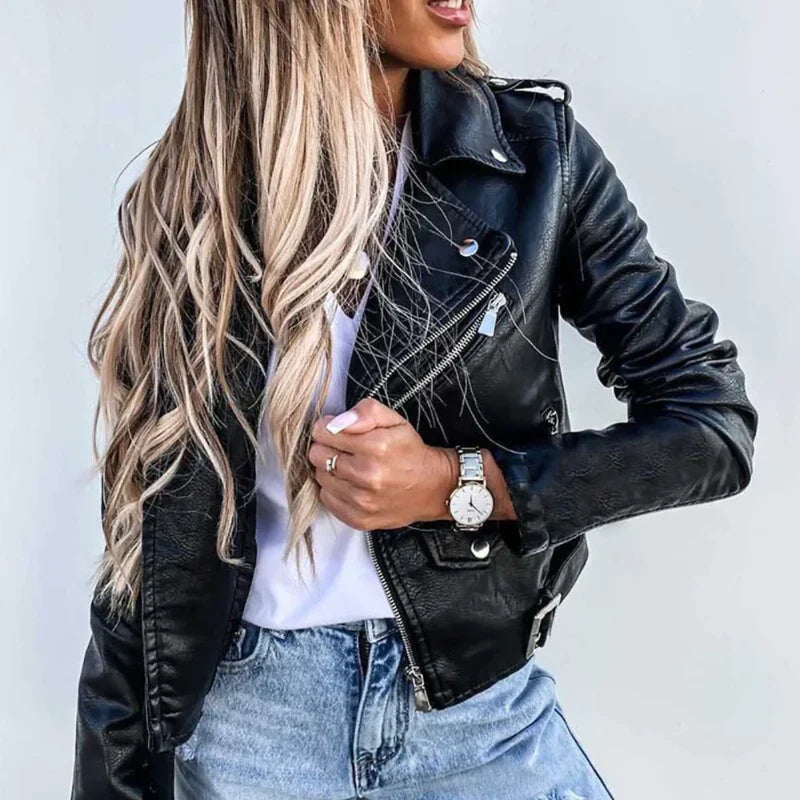 Montclair Damen Premium Lederjacke | Taillierte Bikerjacke mit Reißverschluss