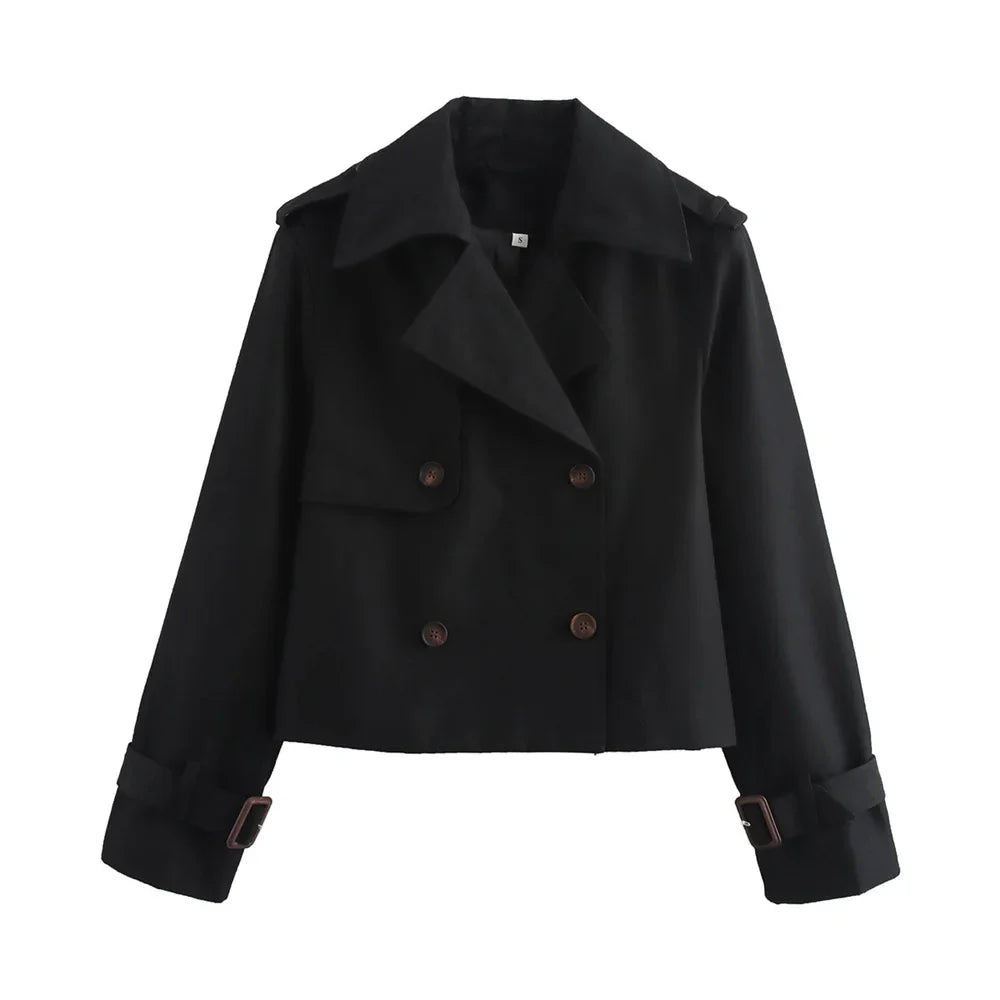 Lena Damen Jacke in Schwarz – Polyester, Unifarbe, Größe M Streetwear