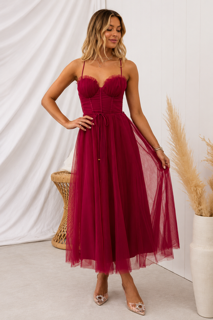 Elysienne Damen Midikleid mit Korsagenoberteil | Elegantes Ärmelloses Fit & Flare Kleid