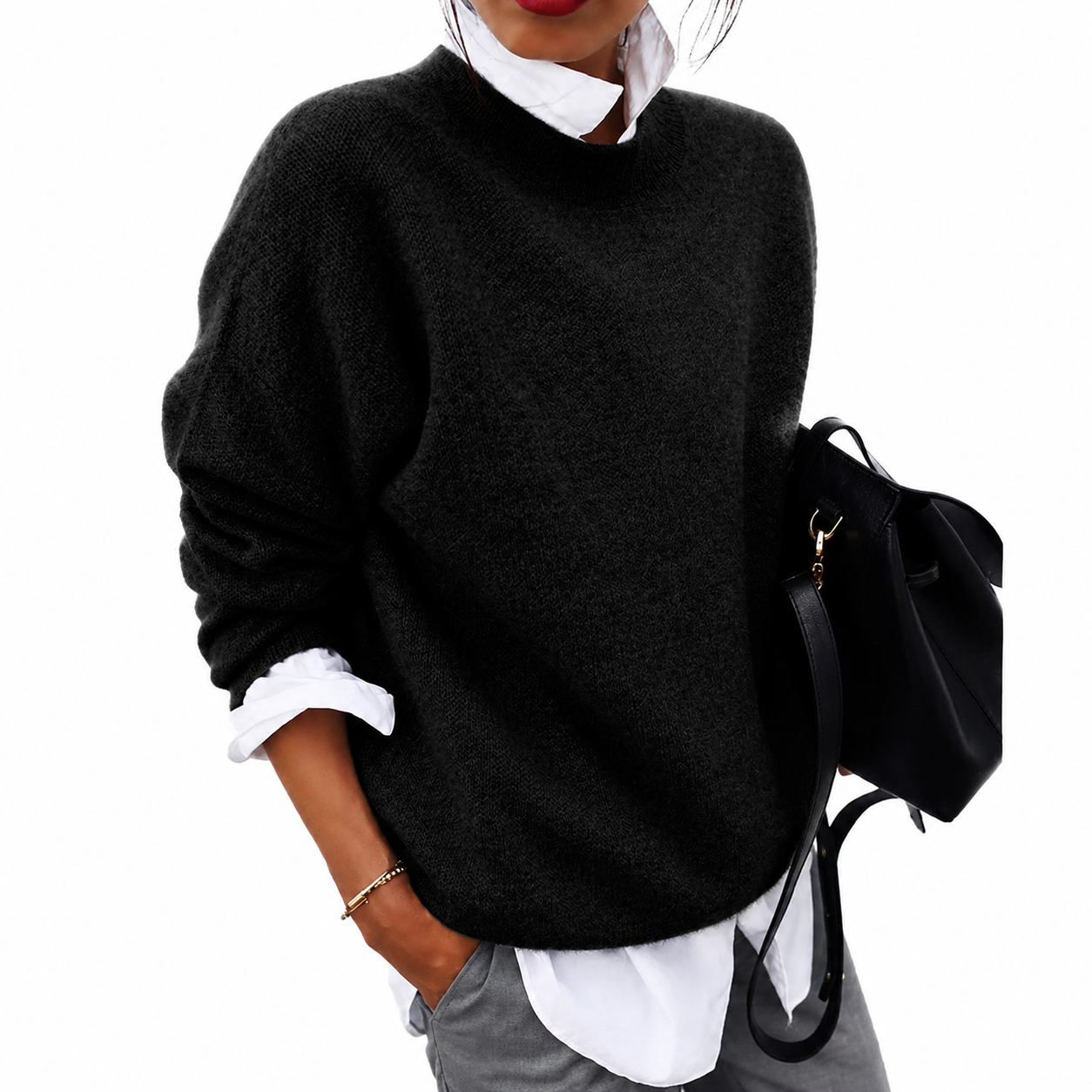 Aveline Damen Kaschmir Rundhalspullover | Weicher Leichter Langarm Strickpullover