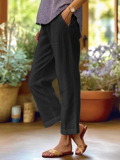 Marlowe Damen Leinenhose mit Weitem Bein | Atmungsaktive High Waist Sommerhose