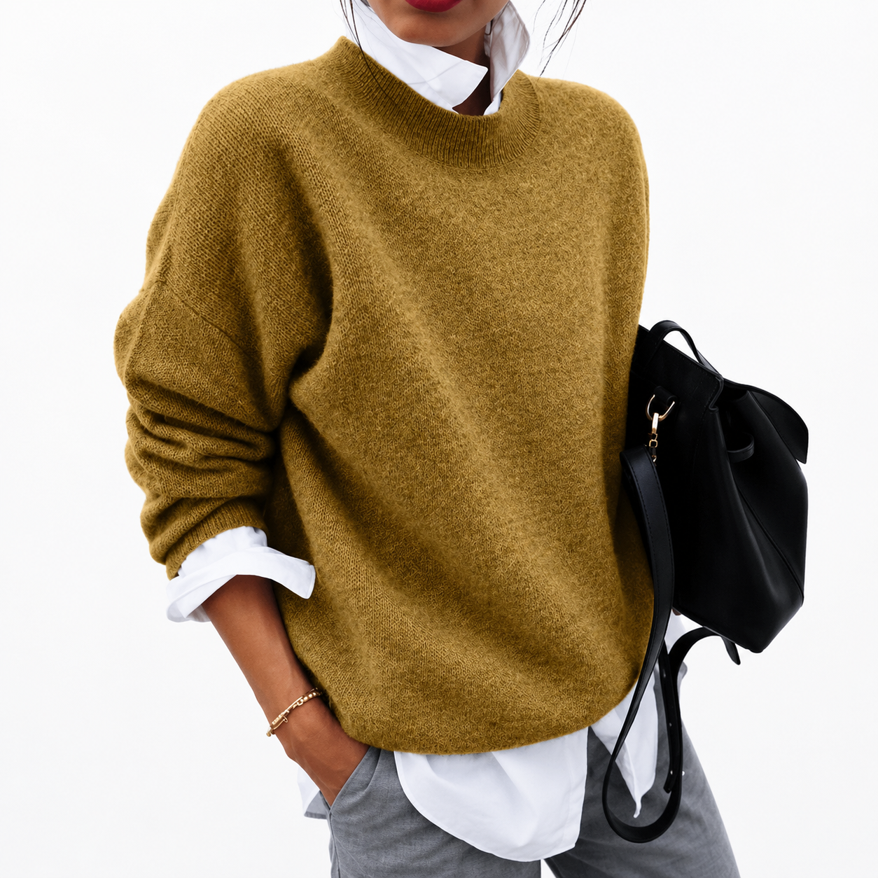Aveline Damen Kaschmir Rundhalspullover | Weicher Leichter Langarm Strickpullover