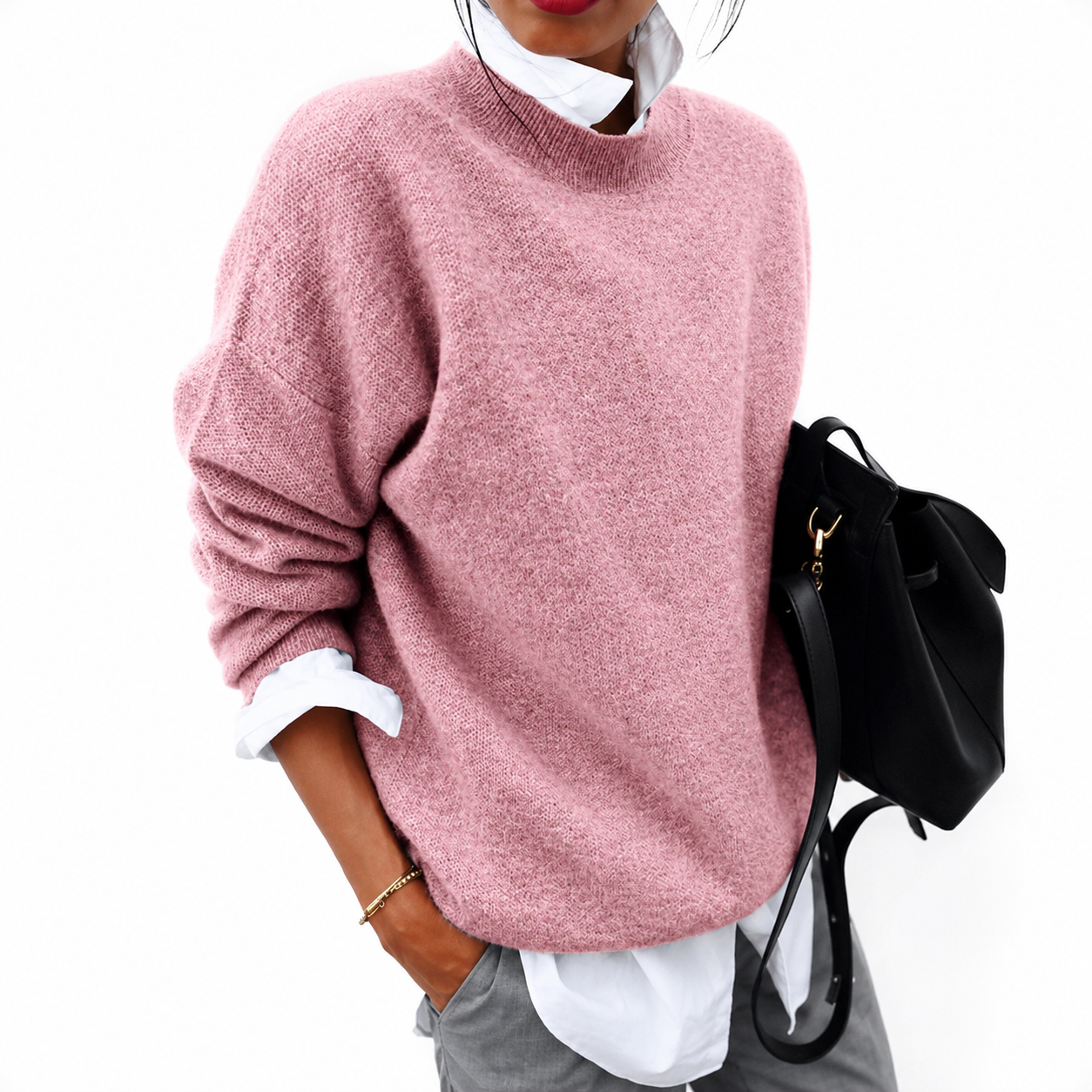 Aveline Damen Kaschmir Rundhalspullover | Weicher Leichter Langarm Strickpullover