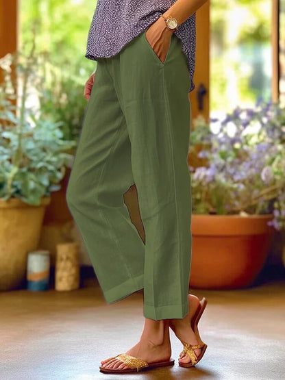 Marlowe Damen Leinenhose mit Weitem Bein | Atmungsaktive High Waist Sommerhose
