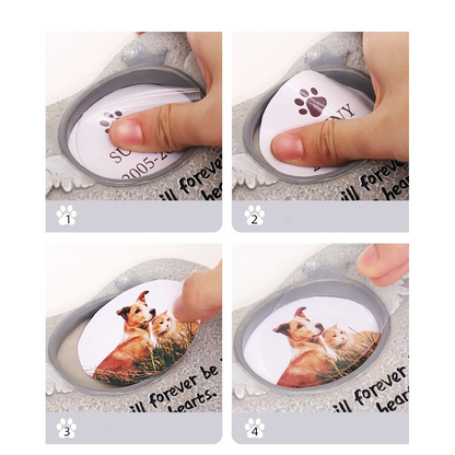 EternalPaw – Kreativer Gedenkstein aus Kunstharz mit Fotohalterung für Haustiere