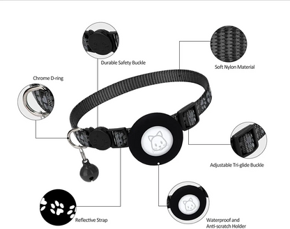 SafePaw Reflektierendes Airtag-Halsband mit Glöckchen