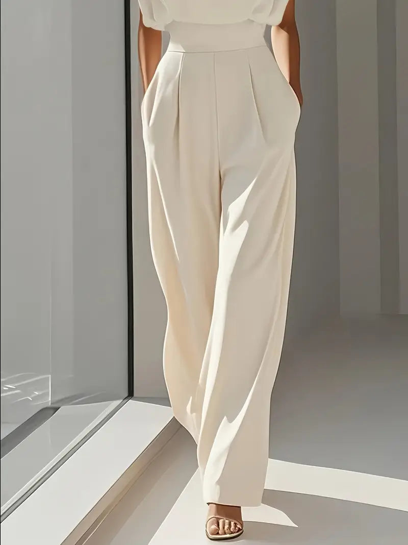 Seraphina Damen Eleganter Taillierter Jumpsuit | Ärmelloser Overall mit Weitem Bein