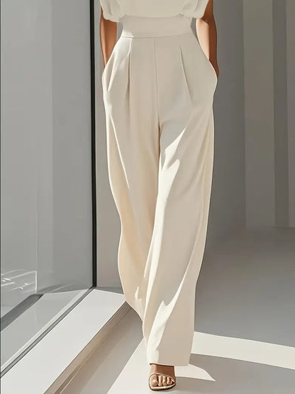 Seraphina Damen Eleganter Taillierter Jumpsuit | Ärmelloser Overall mit Weitem Bein