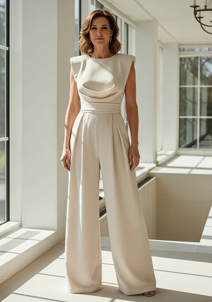 Seraphina Damen Eleganter Taillierter Jumpsuit | Ärmelloser Overall mit Weitem Bein