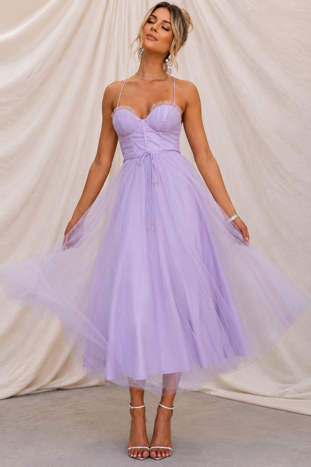 Elysienne Damen Midikleid mit Korsagenoberteil | Elegantes Ärmelloses Fit & Flare Kleid