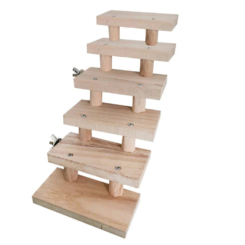Mehrschichtige Hamsterleiter aus Holz – 3 bis 8 Ebenen – Holzfarbe