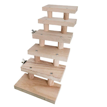 Mehrschichtige Hamsterleiter aus Holz – 3 bis 8 Ebenen – Holzfarbe