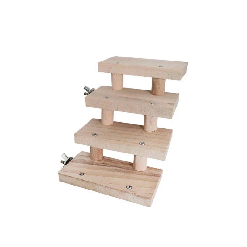 Mehrschichtige Hamsterleiter aus Holz – 3 bis 8 Ebenen – Holzfarbe