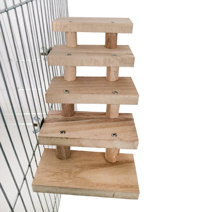 Mehrschichtige Hamsterleiter aus Holz – 3 bis 8 Ebenen – Holzfarbe