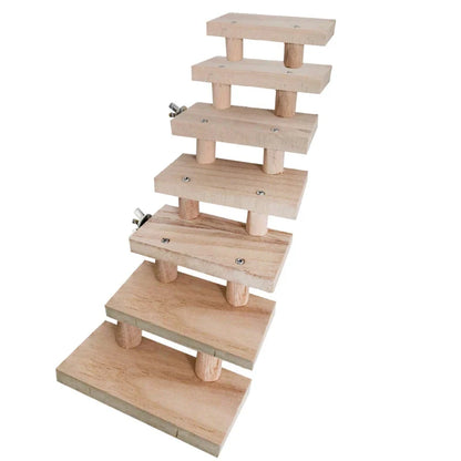 Mehrschichtige Hamsterleiter aus Holz – 3 bis 8 Ebenen – Holzfarbe