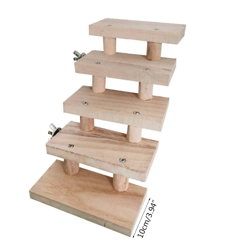 Mehrschichtige Hamsterleiter aus Holz – 3 bis 8 Ebenen – Holzfarbe