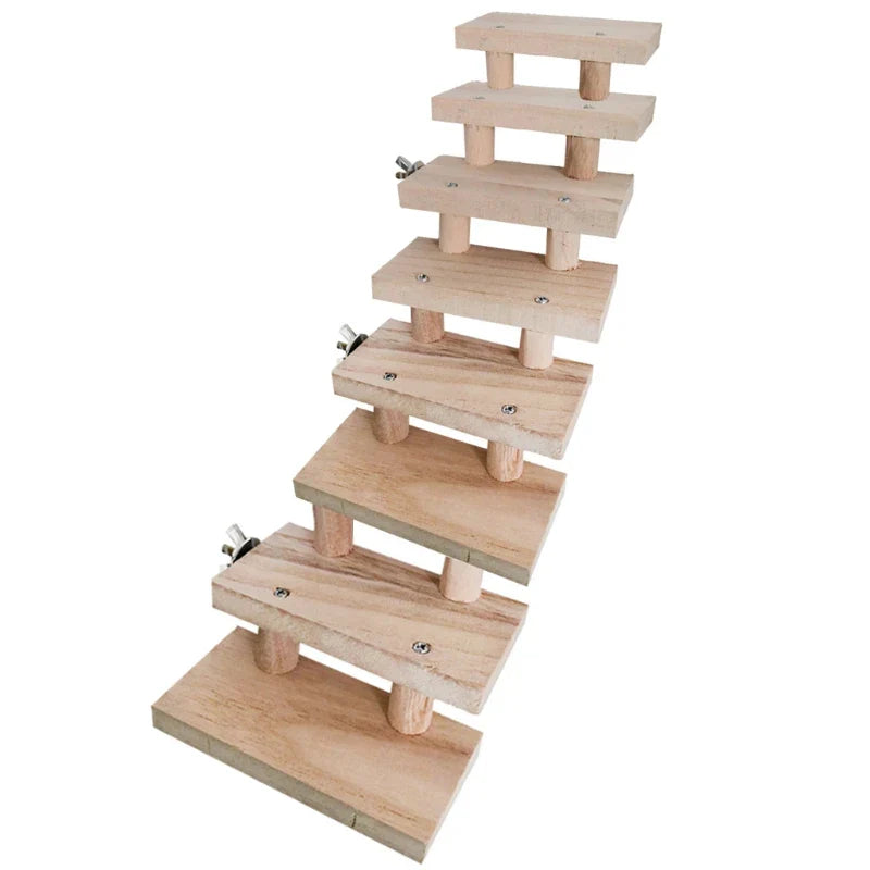 Mehrschichtige Hamsterleiter aus Holz – 3 bis 8 Ebenen – Holzfarbe