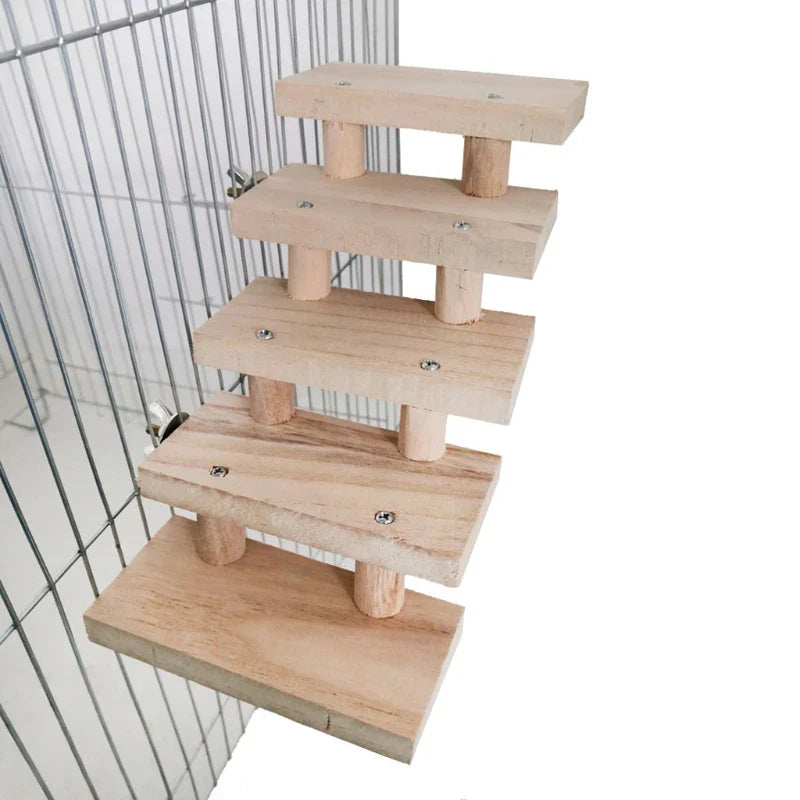 Mehrschichtige Hamsterleiter aus Holz – 3 bis 8 Ebenen – Holzfarbe