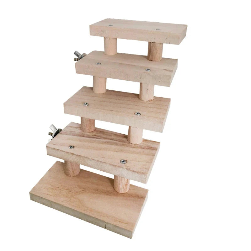 Mehrschichtige Hamsterleiter aus Holz – 3 bis 8 Ebenen – Holzfarbe