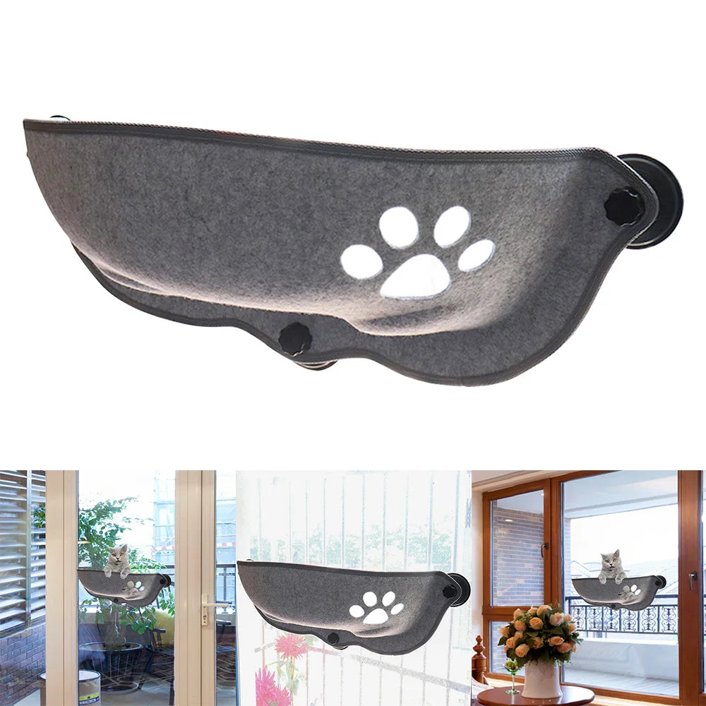 Katzen-Fensterhängematte aus Samt und Filz – 67 × 25 cm – Saugnapf – Tragkraft: 20 kg
