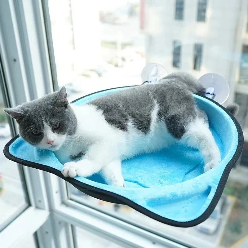 Katzen-Fensterhängematte aus Samt und Eisen – 15 kg Tragkraft – waschbarer Bezug