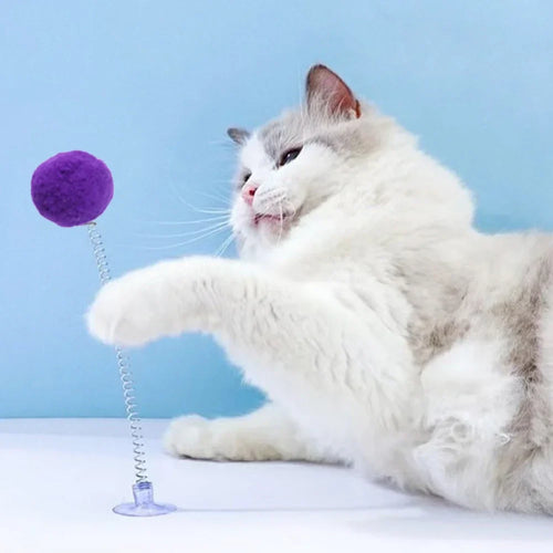 Interaktives Katzenspielzeug mit Feder und Fellball – 17 cm, Metall