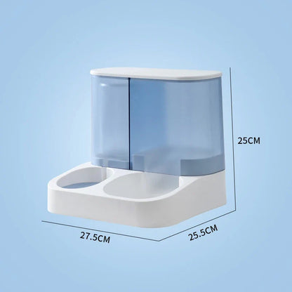 2-in-1-Napf und Wasserspender für Haustiere – Edelstahl & Kunststoff, Rosa/Blau/Weiß