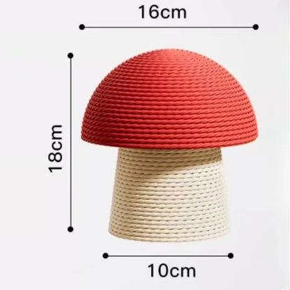 Katzenkratzbaum aus Sisal – Rotes Pilzdesign, Holz und Seil