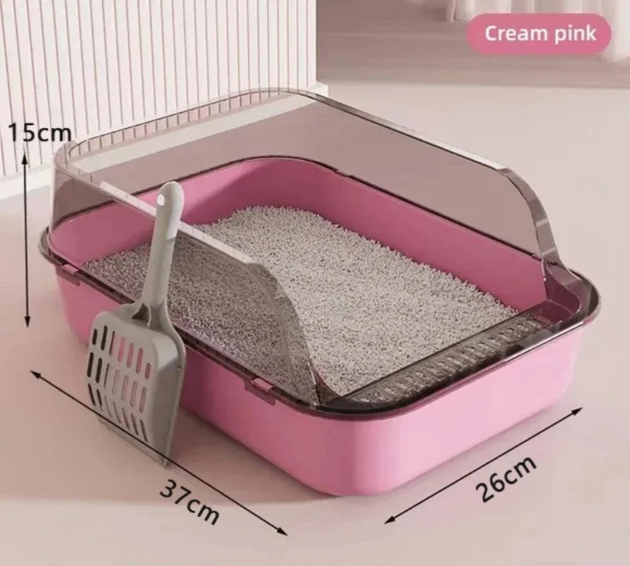 Halbgeschlossene Katzentoilette – PP, 37x26x15cm, Spritzschutz, Belüftung