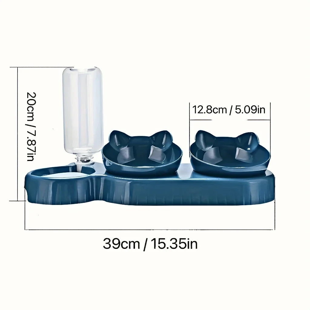 3-in-1 Katzenfutternapf-Set mit Wasserspender: Trinken & Fressen