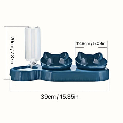 3-in-1 Katzenfutternapf-Set mit Wasserspender: Trinken & Fressen