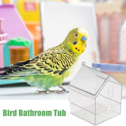Auslaufsicheres Vogelbad aus Acryl mit Schublade – 14,5 × 14 × 18,5 cm für Wellensittiche