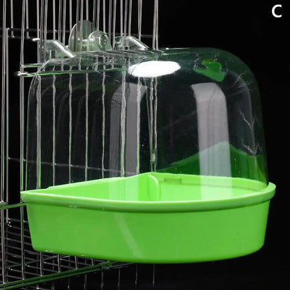 Hängende Vogeltränke aus transparentem Kunststoff, 13,5 x 13,5 x 12,6 cm, für Käfige