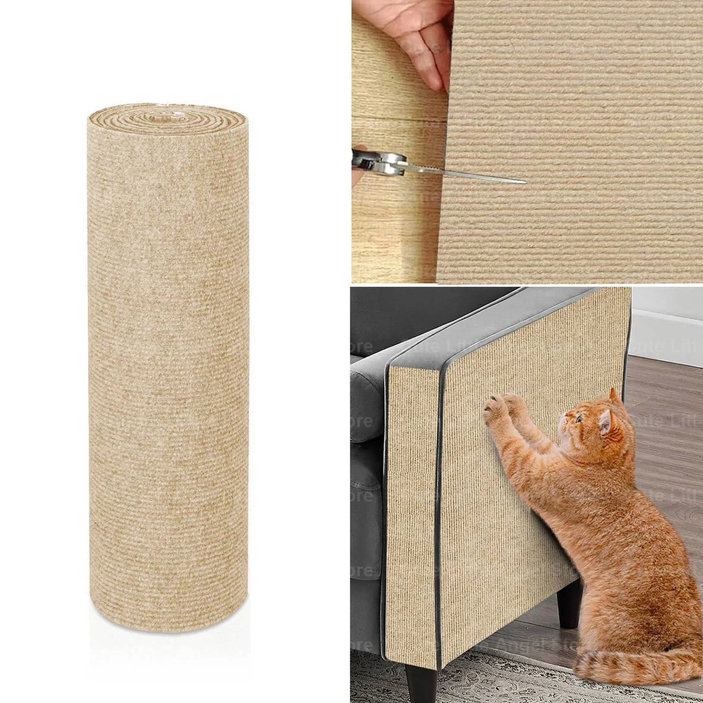 Kratzmatte für Katzen, selbstklebend aus Sisal – individuell zuschneidbar, Möbelschutz