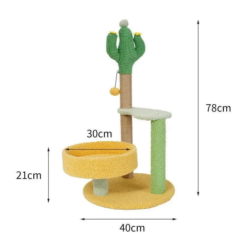 Katzenkletterbaum in Kaktusform – Sisal & Plüsch, grünes Design