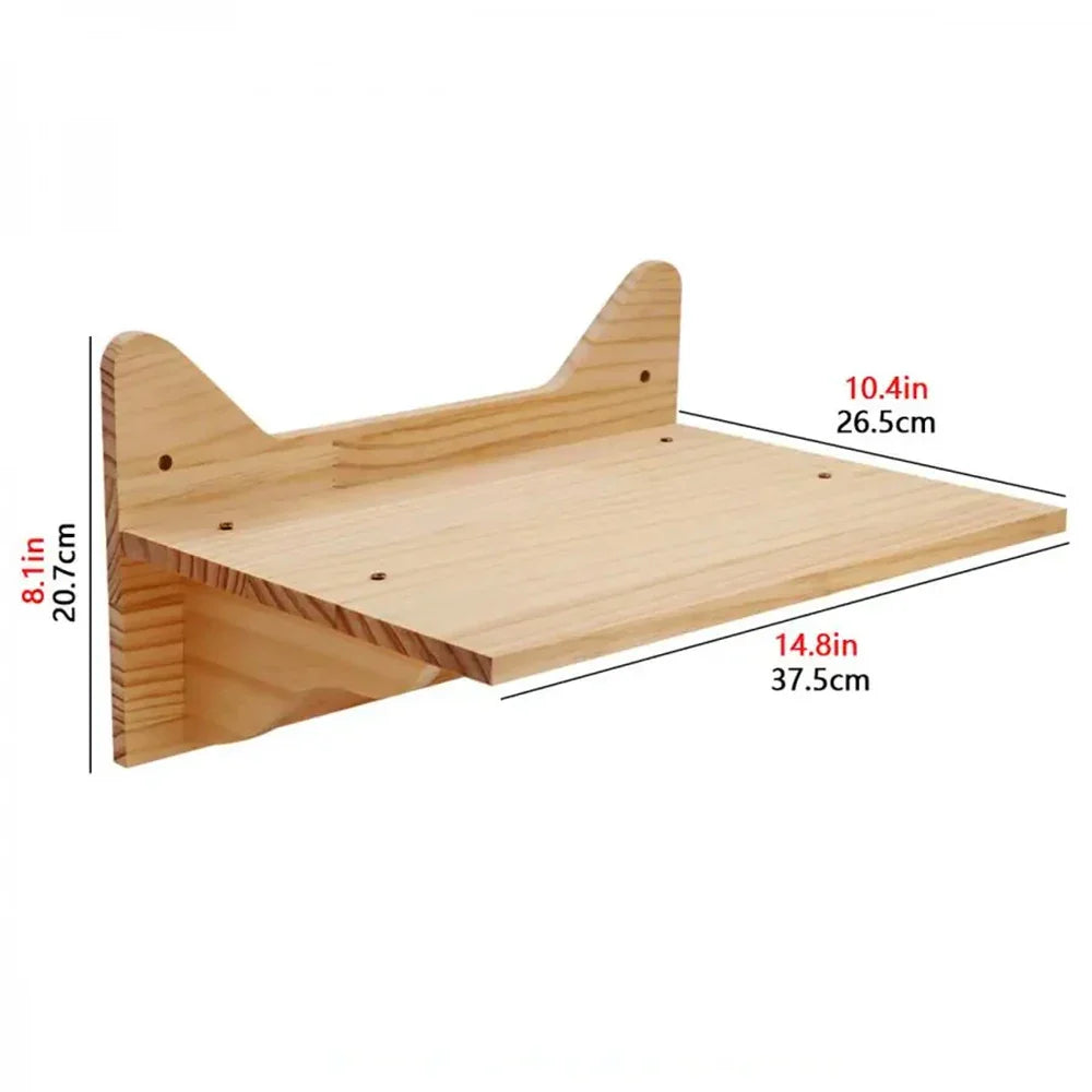 Wandmontiertes Katzenklettergerüst aus Holz – mit Kratzbereich und Nest