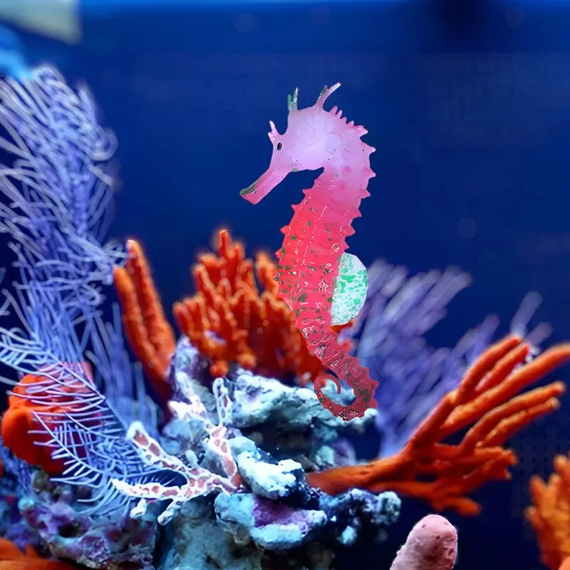 AquaGlow Leuchtendes Seepferdchen – Silikon Aquarium Dekoration mit Saugnapf