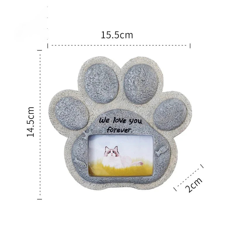 EternalPaw – Kreativer Gedenkstein aus Kunstharz mit Fotohalterung für Haustiere