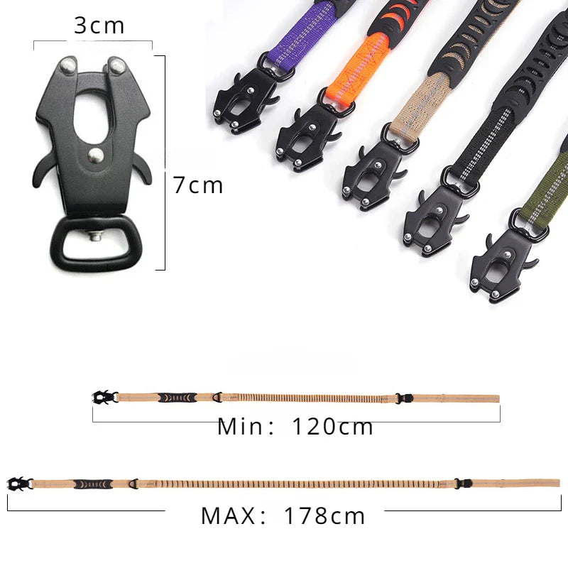 Reflektierende Bungee-Hundeleine aus Nylon – Für große Hunde, Schwarz