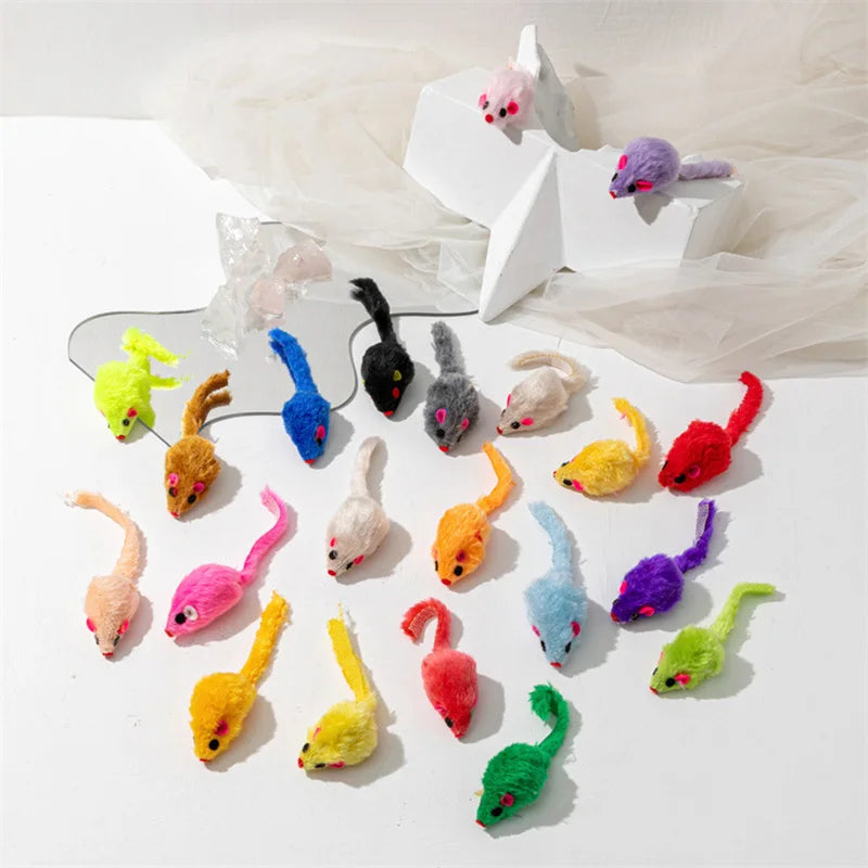 FurryHunt Katzen-Spielmaus – Kunstfell, Federschwanz & Regenbogen-Design