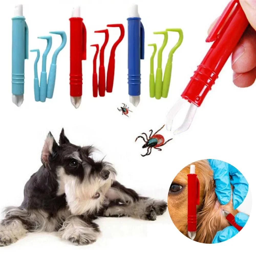 TickGuard Pro 4-teiliges Zecken- & Flohentferner Set für Hunde und Katzen