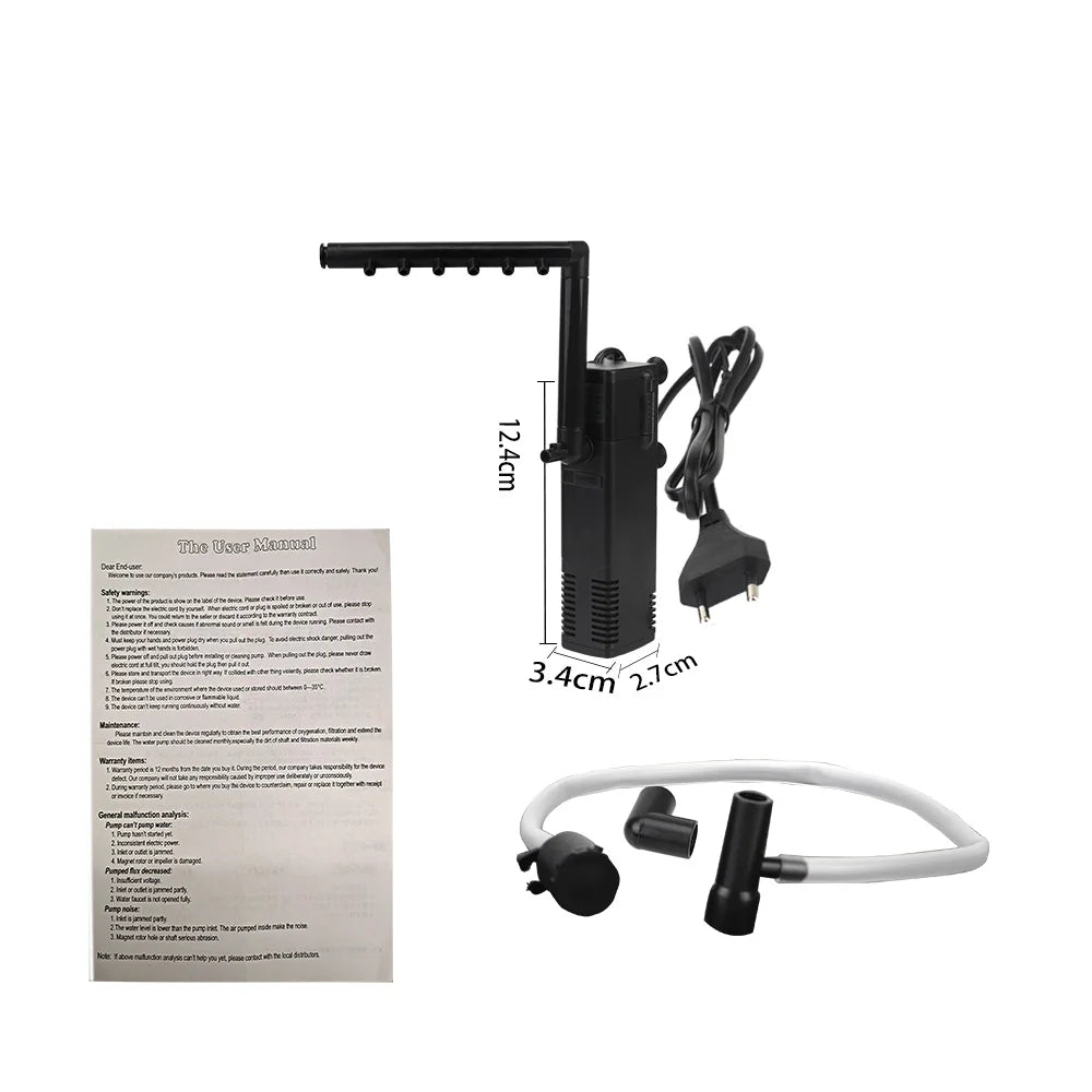 Tauchpumpe für Aquarien, 3–8 W, leise – Filter und Sauerstoff