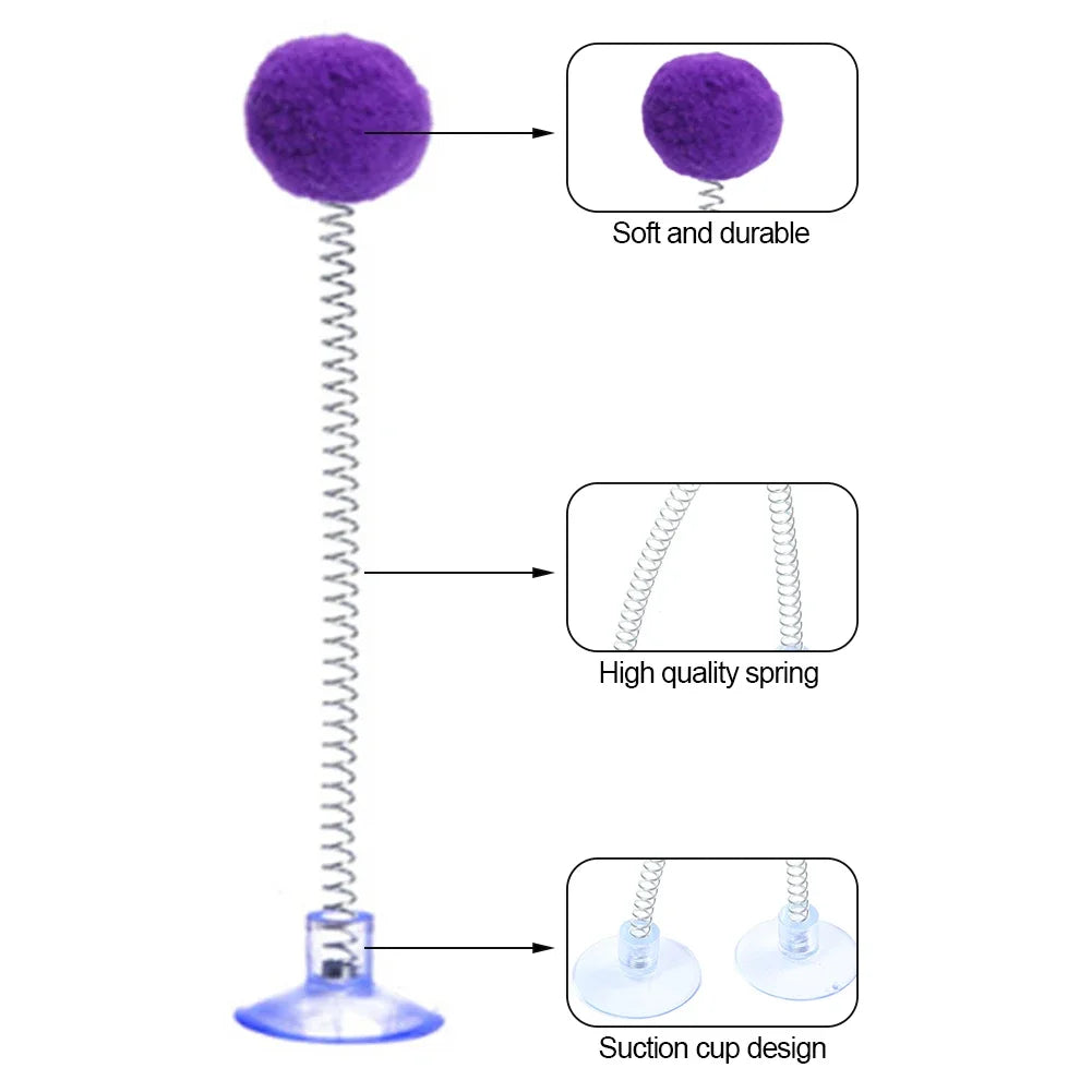 Interaktives Katzenspielzeug mit Feder und Fellball – 17 cm, Metall