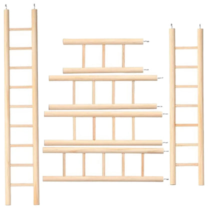Kletterleitern aus Holz für Kakadus – 6er-Set – Khaki – 16–37 cm