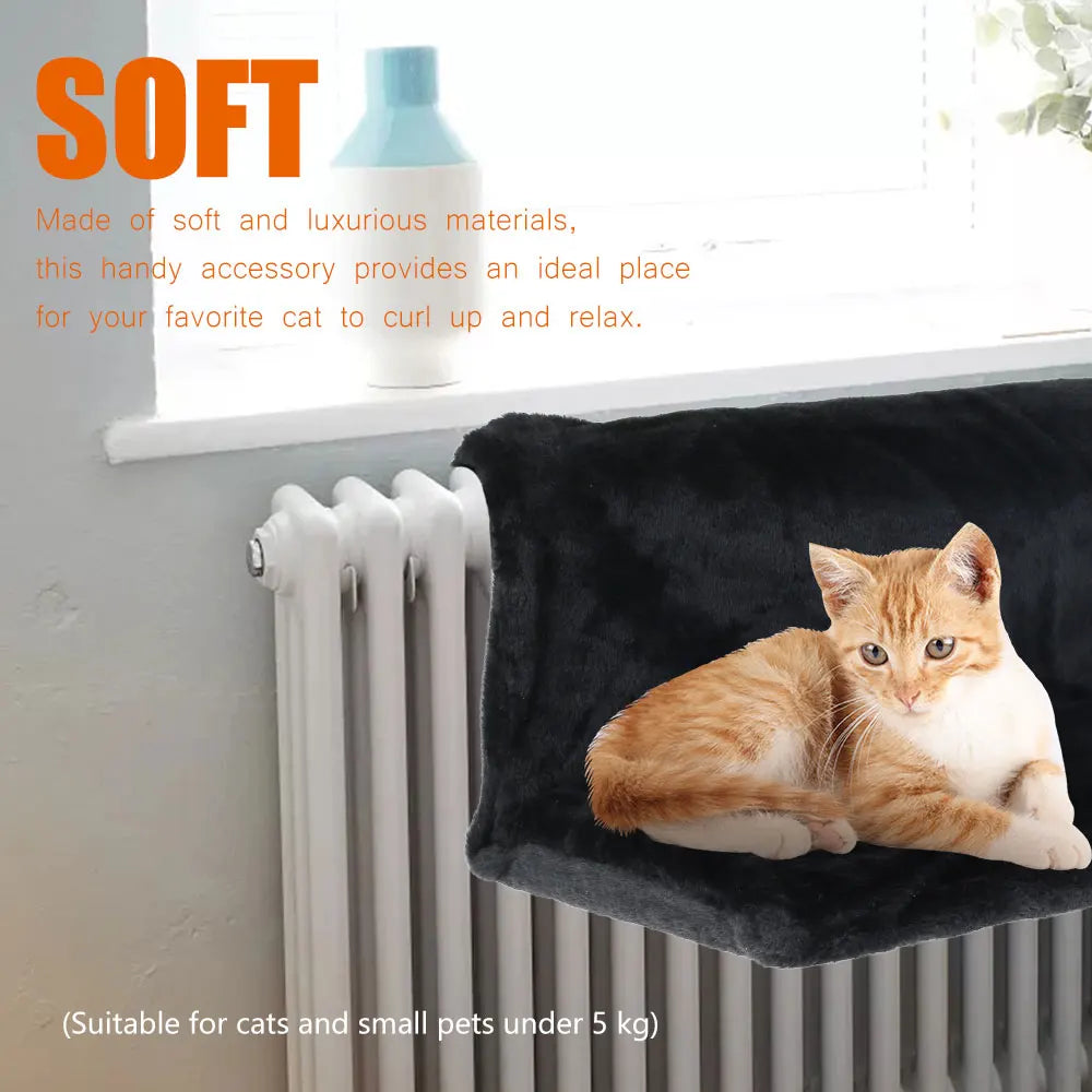 Heizkörper-Katzenbett – Fleece-Hängematte mit Metallrahmen – 46 x 30 x 25 cm