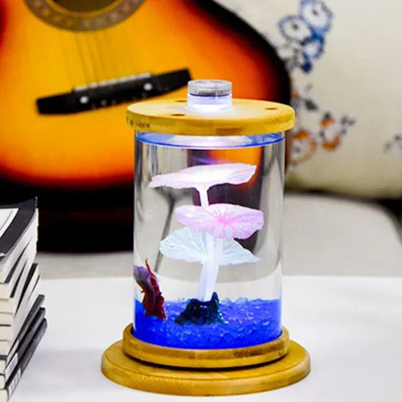 AquaGlow LED zylindrisches Mini-Aquarium