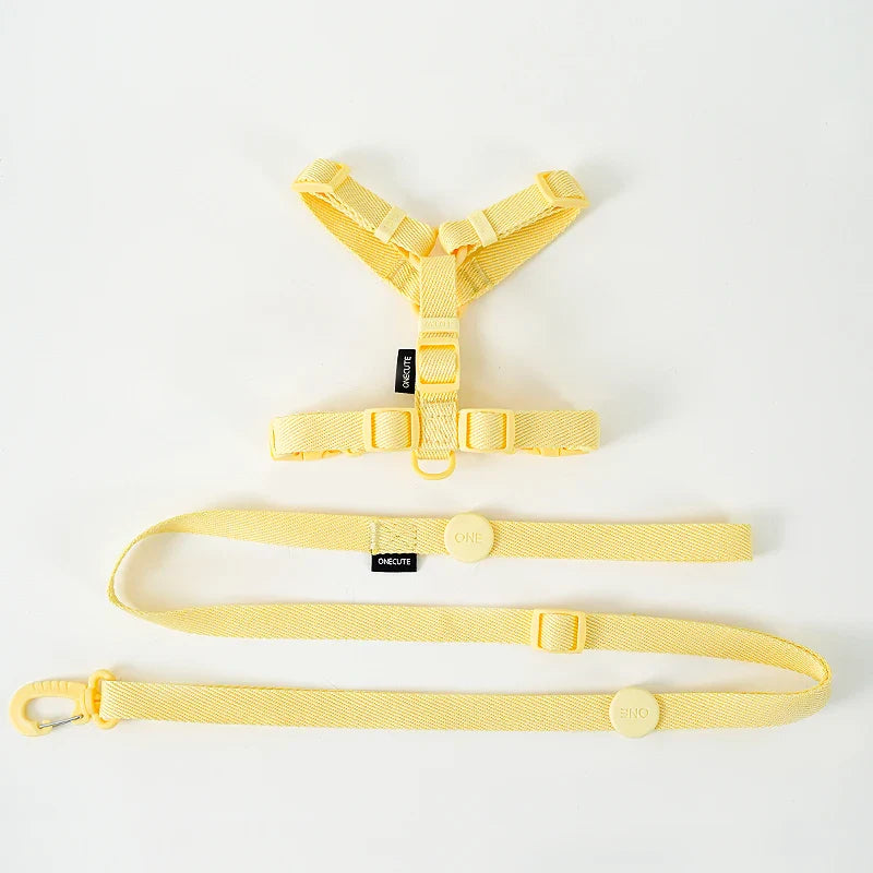MacaroneWalk – Verstellbares Hundegeschirr-Set mit Halsband und Leine